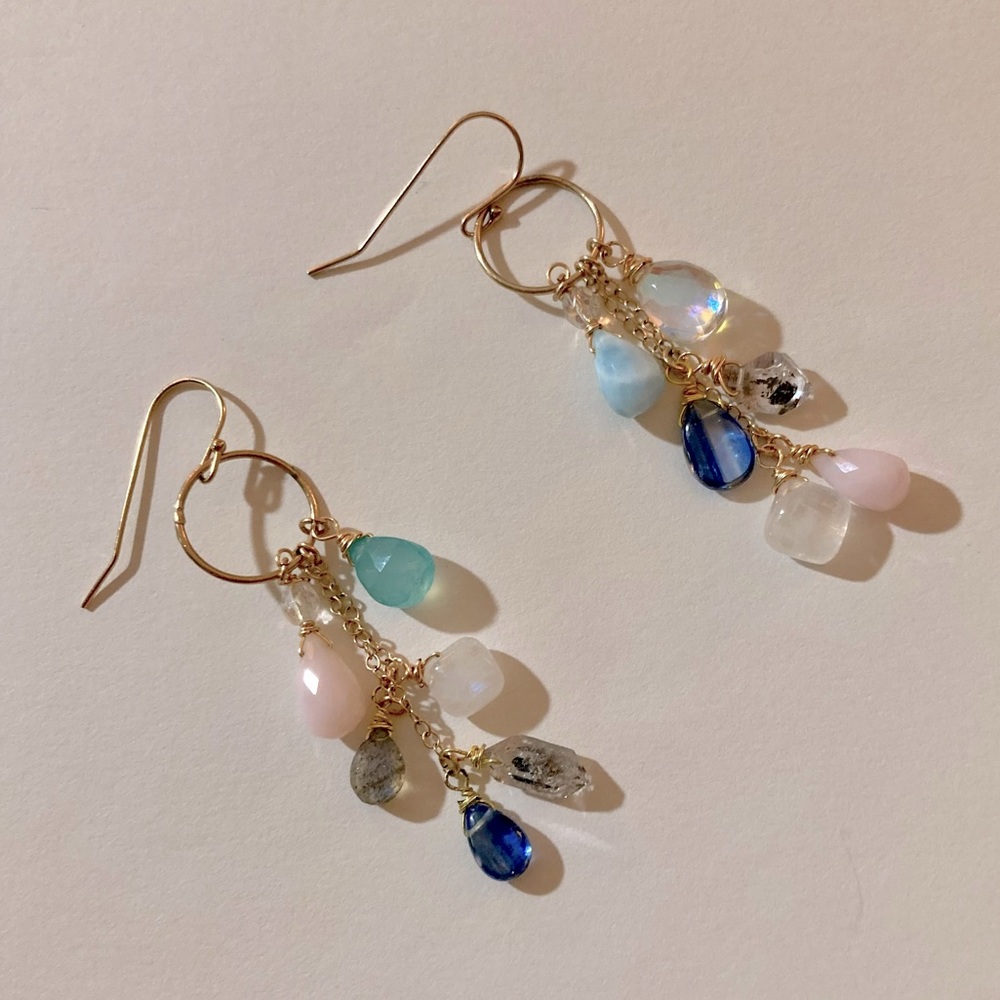 Multiple Gemstone Dangle Earrings - image 3